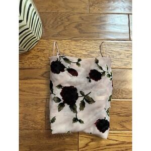 Vintage Style Muse Blush Pink Burnout Velvet Floral Mini Slip Dress Y2K Size US2